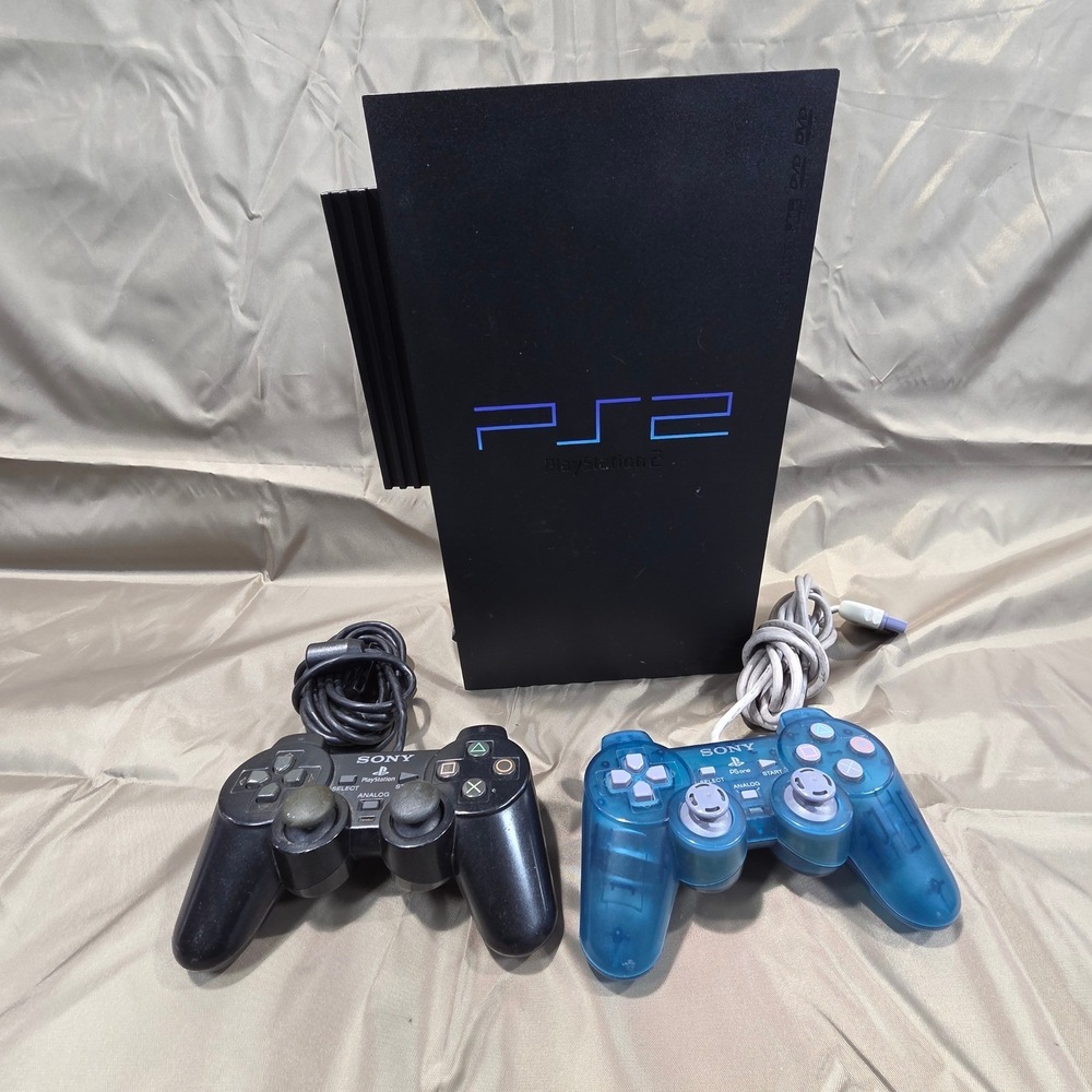 Sony PlayStation 2 PS2 Fat Console Bundle with 2 Controllers and Cables Black